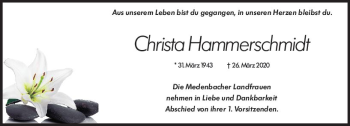 Traueranzeige von Christa Hammerschmidt von vrm-trauer