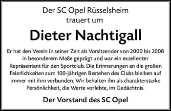 Traueranzeige von Dieter Nachtigall von vrm-trauer