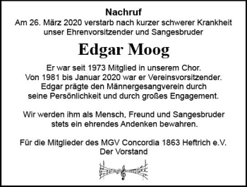 Traueranzeige von Edgar Moog von vrm-trauer