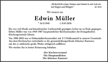 Traueranzeige von Edwin Müller von vrm-trauer