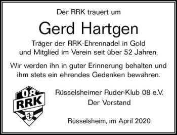 Traueranzeige von Gerd Hartgen von vrm-trauer