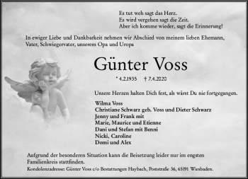 Traueranzeige von Günter Voss von vrm-trauer