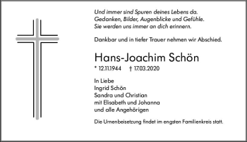 Traueranzeige von Hans-Joachim Schön von vrm-trauer