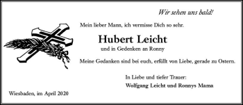 Traueranzeige von Hubert Leicht von vrm-trauer