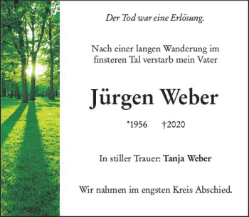 Traueranzeige von Jürgen Weber von vrm-trauer