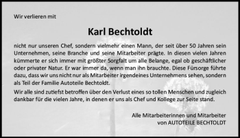 Traueranzeige von Karl Bechtoldt von vrm-trauer