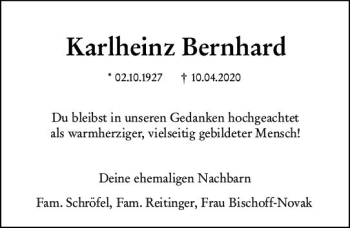 Traueranzeige von Karlheinz Bernhard von vrm-trauer