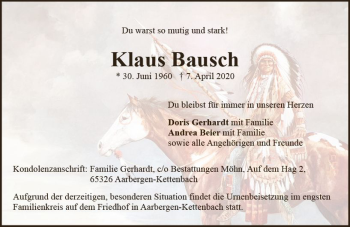 Traueranzeige von Klaus Bausch von vrm-trauer