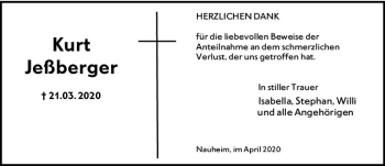 Traueranzeige von Kurt Jeßberger von vrm-trauer