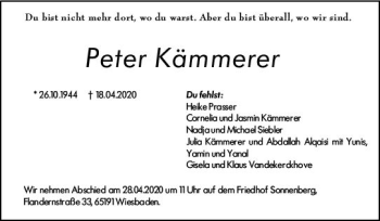 Traueranzeige von Peter Kämmerer von vrm-trauer
