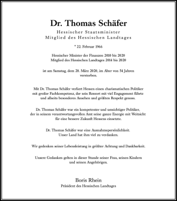 Traueranzeige von Thomas Schäfer von vrm-trauer