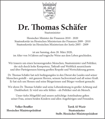 Traueranzeige von Thomas Schäfer von vrm-trauer