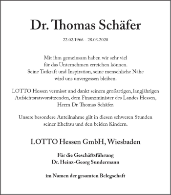 Traueranzeige von Thomas Schäfer von vrm-trauer