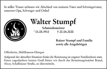Traueranzeige von Walter Stumpf von vrm-trauer