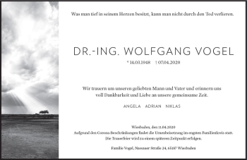 Traueranzeige von Wolfgang Vogel von vrm-trauer