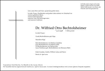 Traueranzeige von Dr. Wilfried Otto Bechtolsheimer von VRM Tageszeitungen
