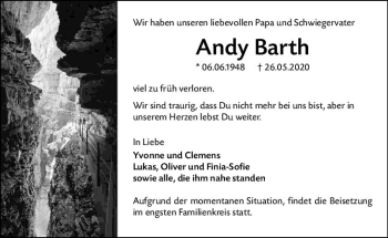 Traueranzeige von Andy Barth von vrm-trauer