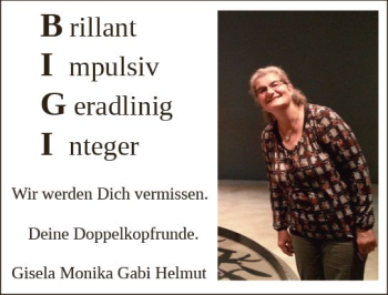 Traueranzeige von Bigi  von vrm-trauer