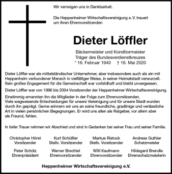 Traueranzeige von Dieter Löffler von vrm-trauer