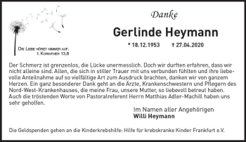 Traueranzeige von Gerlinde Heymann von vrm-trauer
