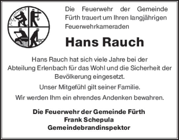 Traueranzeige von Hans Rauch von vrm-trauer