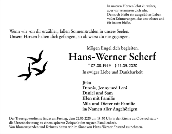 Traueranzeige von Hans-Werner Scherf von vrm-trauer