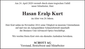 Traueranzeige von Hasan Eralp Kurt von vrm-trauer