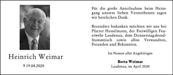 Traueranzeige von Heinrich Weimar von vrm-trauer