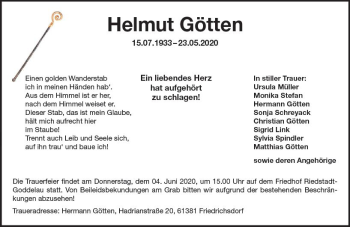 Traueranzeige von Helmut Götten von vrm-trauer