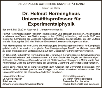 Traueranzeige von Helmut Herminghaus von vrm-trauer
