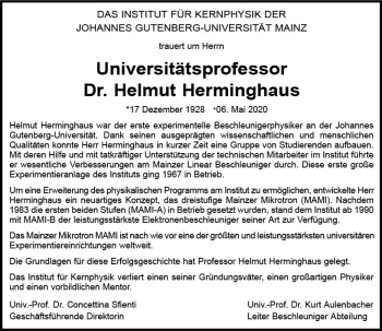 Traueranzeige von Helmut Herminghaus von vrm-trauer
