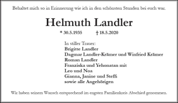 Traueranzeige von Helmuth Landler von vrm-trauer