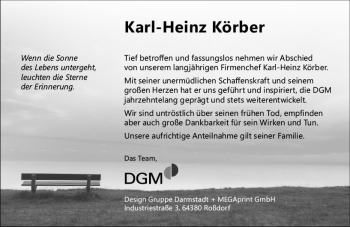 Traueranzeige von Karl-Heinz Körber von vrm-trauer