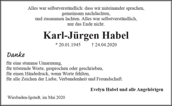 Traueranzeige von Karl-Jürgen Habel von vrm-trauer