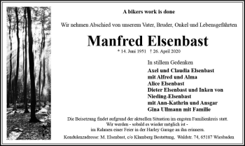 Traueranzeige von Manfred Elsenbast von vrm-trauer