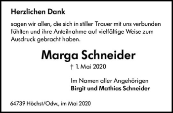 Traueranzeige von Marga Schneider von vrm-trauer