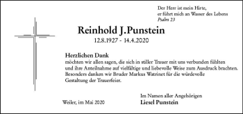 Traueranzeige von Reinhold J. Punstein von vrm-trauer