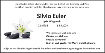 Traueranzeige von Silvia Euler von vrm-trauer