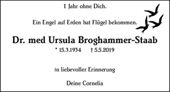 Traueranzeige von Ursula Broghammer-Staab von vrm-trauer