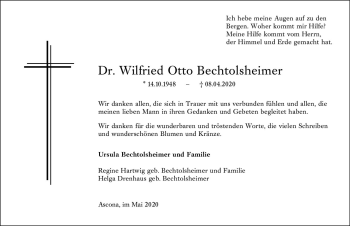 Traueranzeige von Wilfried Otto Bechtolsheimer von vrm-trauer