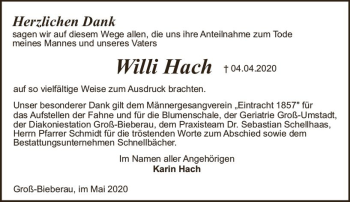 Traueranzeige von Willi Hach von vrm-trauer