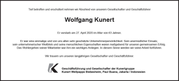 Traueranzeige von Wolfgang Kunert von vrm-trauer