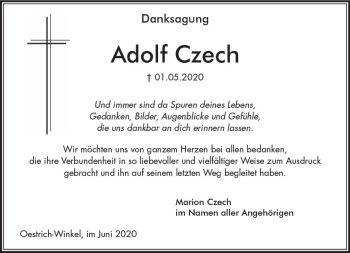Traueranzeige von Adolf Czech von vrm-trauer
