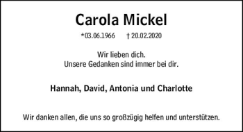 Traueranzeige von Carola Wilcke von vrm-trauer