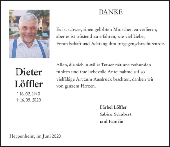 Traueranzeige von Dieter Löffler von vrm-trauer