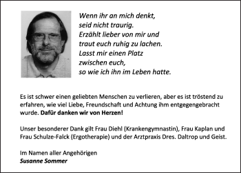 Traueranzeige von Es ist schwer einen geliebten Menschen zu verlieren  von vrm-trauer