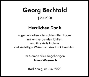 Traueranzeige von Georg Bechtold von vrm-trauer
