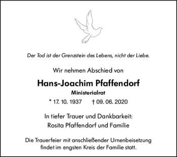 Traueranzeige von Hans-Joachim Pfaffendorf von vrm-trauer