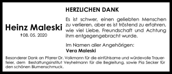 Traueranzeige von Heinz Maleski von vrm-trauer