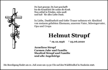 Traueranzeige von Helmut Strupf von vrm-trauer